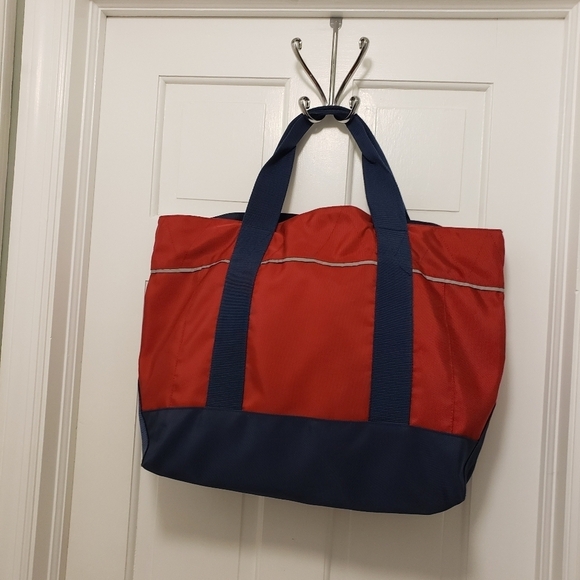 Vineyard Vines Large Travel/Beach Tote Red/blue Open Top - Picture 3 of 7